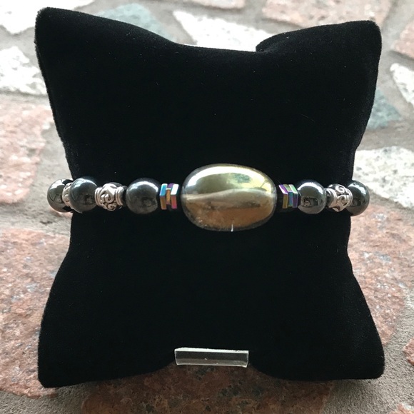 Genuine Titanium aura crystal lava rock bracelet - Picture 7 of 8